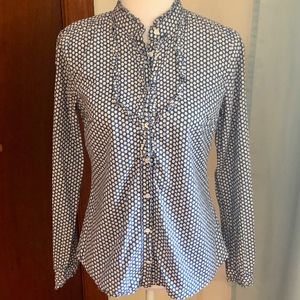 J.Crew Blue Ruffle Daisy Button-Down Shirt